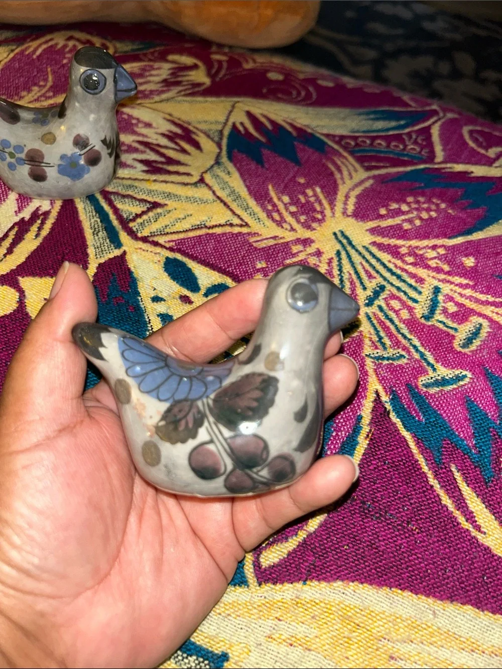 Set of two Tonalá Mexican doves pottery